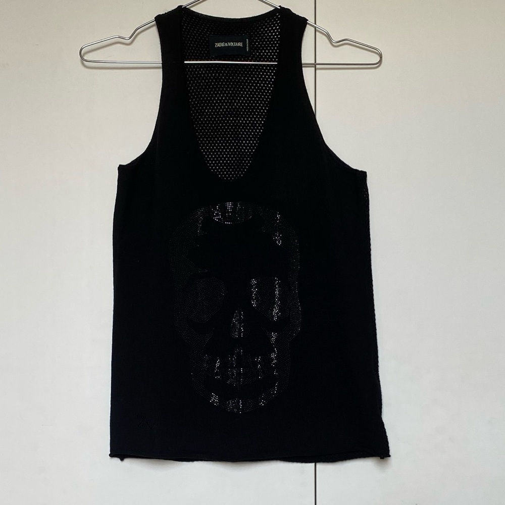 Zadig & Voltaire Black Tank with Skull Design